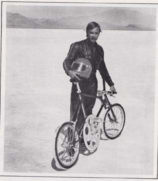 Al Abbott sets the bicycle land speed record