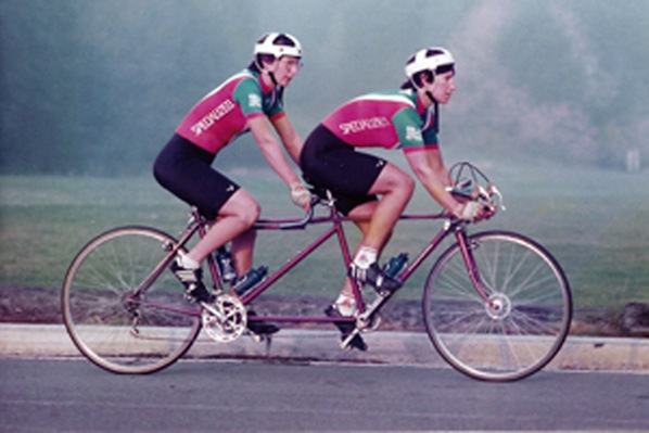Estelle and Cheryl on a Rodriguez tandem