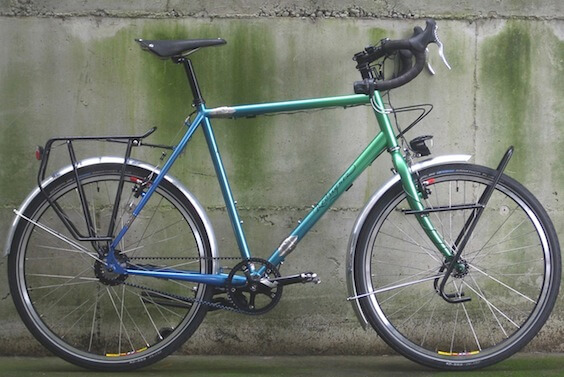 Rodriguez green and blue Rohloff Speed hub bike with belt drive