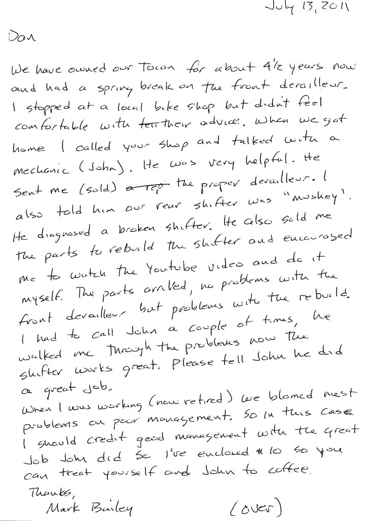 Mark's letter. Text below