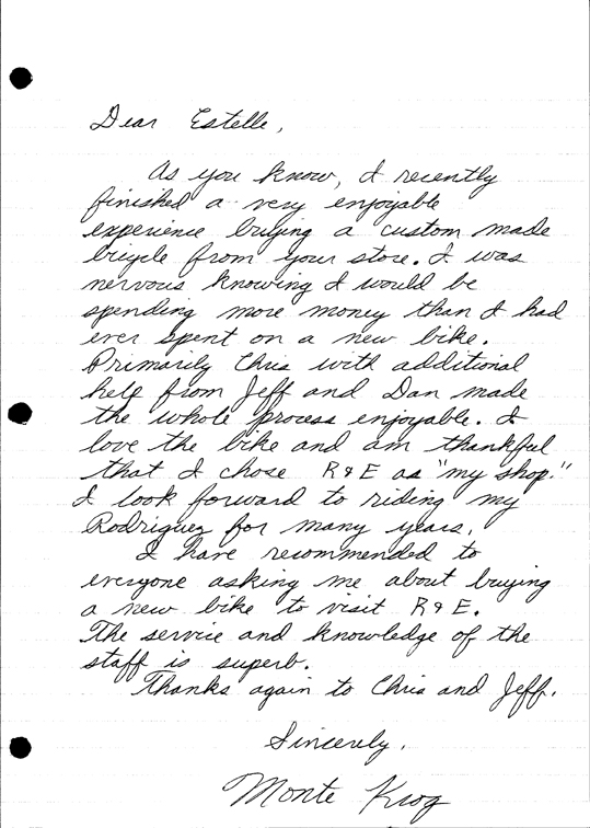 Monte's letter. Text below